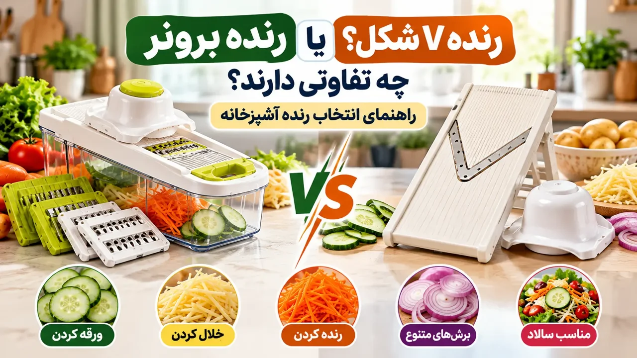 رنده برونر و رنده V شکل چه تفاوتی دارند؟ راهنمای انتخاب رنده آشپزخانه