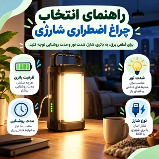چراغ اضطراری شارژی برای قطعی برق؛ باتری، شارژ و مدت روشنایی را چگونه انتخاب کنیم؟