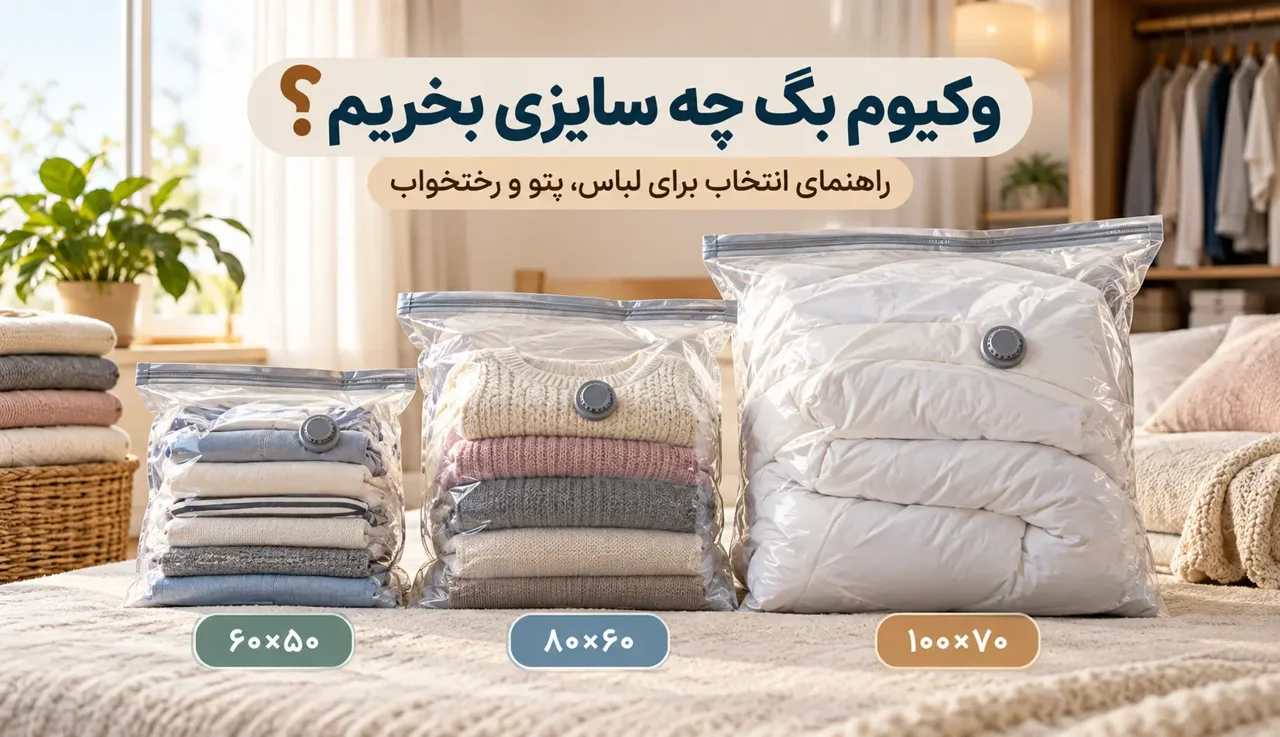 وکیوم بگ لباس چه سایزی بخریم؟ راهنمای انتخاب برای لباس، پتو و رختخواب